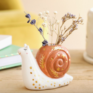 tiny snail ceramic bud vase